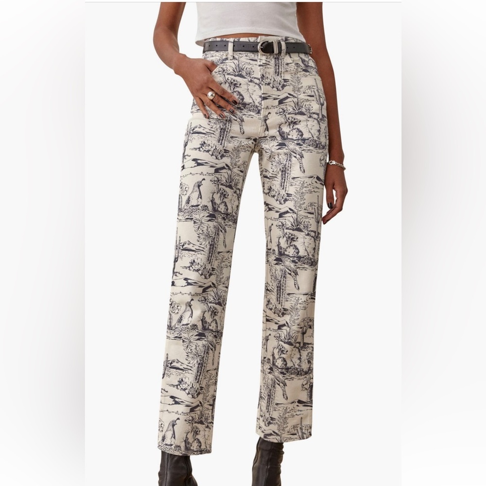 Reformation Grey & White Toile Jeans